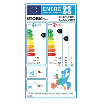 Kerosun KCA25-09IVI/KCA25-09IVO Κλιματιστικό Inverter 9000 BTU A++/A+++ με Ιονιστή και Wi-Fi